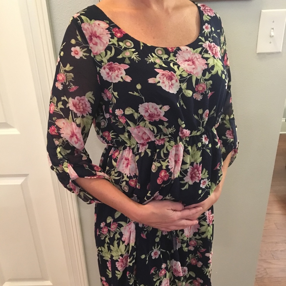 Pinkblush navy floral maternity dress